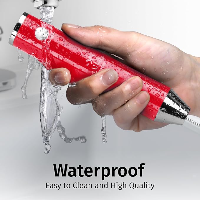 Zulay Kitchen Rechargeable Milk Frother Handheld - Frother Wand, Drink Mixer, Electric Whisk Frother, for Cappuccinos, Matcha & Protein Powder - Lux 4 Whisk 2 Speed Waterproof 2000mAh Red