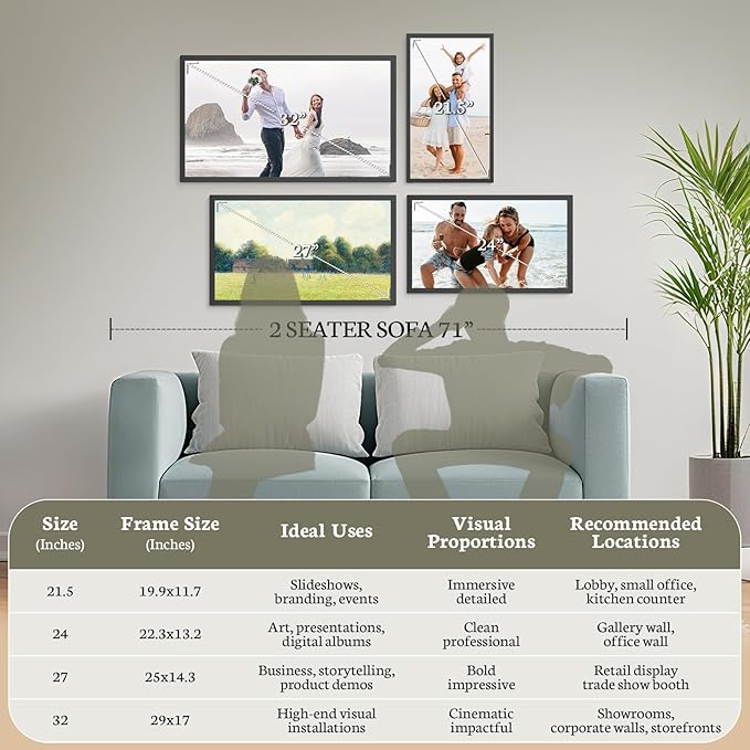BSIMB Large Digital Picture Frame 27 Inch, 1920x1080 FHD WiFi Digital Photo Frame Electronic 32GB Display, Wall Mount Included, Share Pictures/Videos via App Easy Setup Gifts for Mom(Non-Touch), White