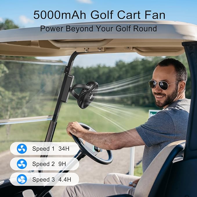 AMACOOL 5000mAh Magnetic Cruise Golf Cart Fan, Camping Fans with Hook, Ultra-Compact Travel Fan for Sleeping, Work Light Tool Gifts for Men Dad BBQ Grill, Travel Camping Cruise Essentials 2026
