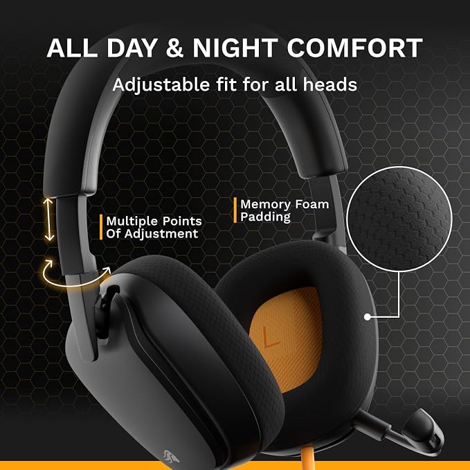 GLORIOUS GHS Eternal - Stereo Gaming Headset for PC, PS5, PS4, Xbox, Switch - Custom Tuned Angled Drivers, Adjustable Crystal Clear Detachable Mic, 3.5mm - Durable, All Day/Night Comfort - Black
