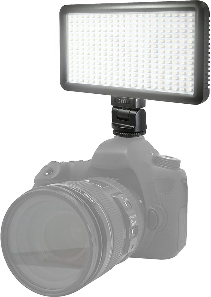 Vidpro LED-300 Photo and Video Light Kit - On Camera Panel LED Light - Adjustable and Dimmable Light Fits Cameras Video Camcorders and DLSR w/Hot Shoe Includes Rechargeable Battery Diffuser and More