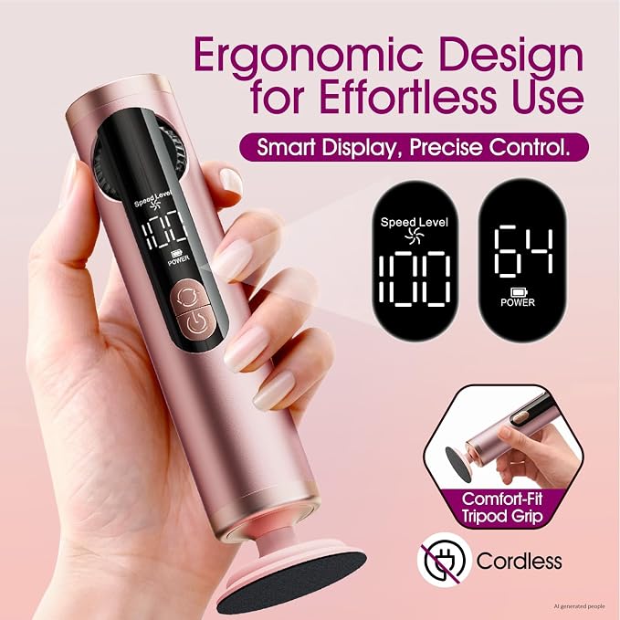 Electric Foot Callus Remover for Dry Foot Skin, Electric Foot File with Most Powerful Motor for Dead Skin & Cracked Heel Like Foot Pumice Stone,Calloused Feet Remover Tool with 2 Detachable Discs