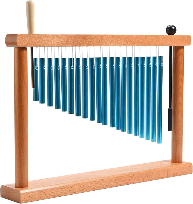 20 Tone Chime Table Top Wind Chime Bell Music Percussion Instrument with Mallet, Blue