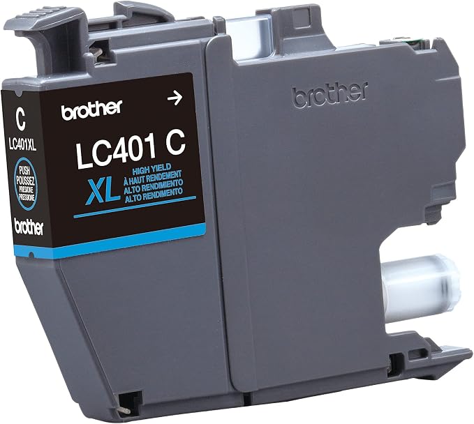 Brother Genuine High Yield Cyan Ink Cartridge, LC401XLCS (Pack of 2)