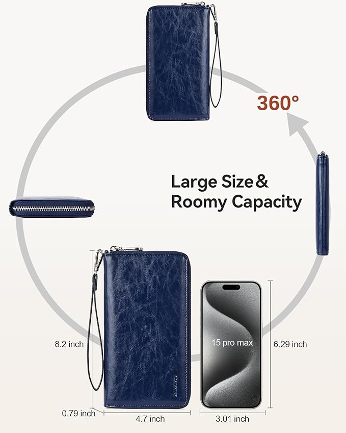 BOSTANTEN Leather Wallet for Women RFID Blocking Zip Around Credit Cards Holder Phone Clutch