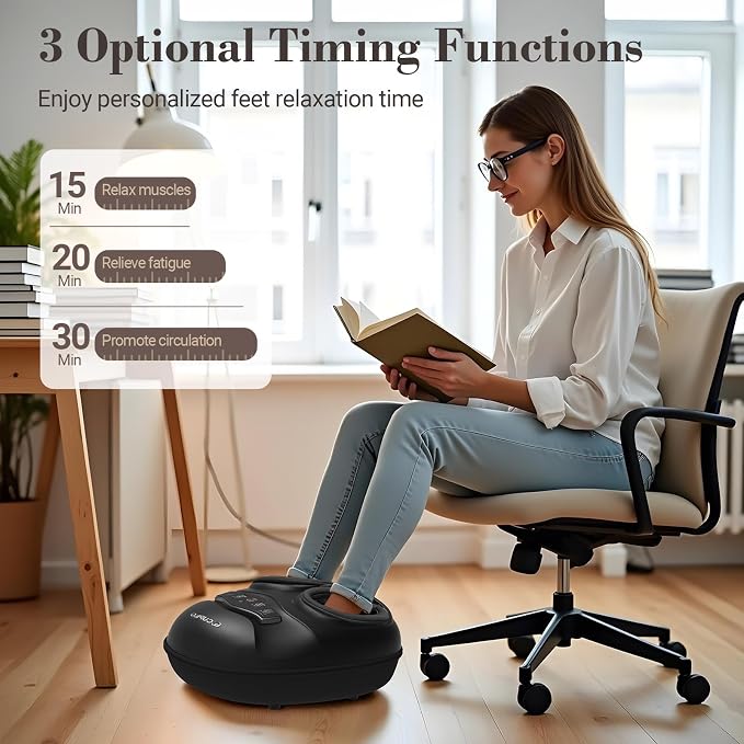 CuPiLo Shiatsu Foot Massager with Heat for Plantar Fasciitis Neuropathy, FSA Eligible HSA Approved Foot Massager Machine, Feet Massager for Foot Pains Relief, 5 Compression Levels, Gifts for Women Men