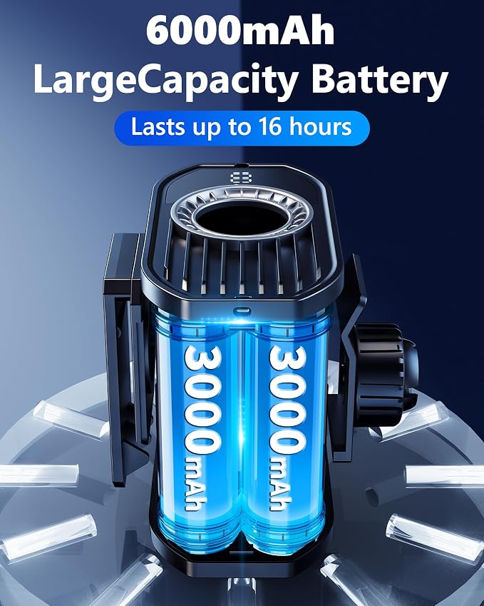 Rechargeable Clip on Fan for Bike Handlebars, 6000mAh Battery Powered Portable Personal Waist Fan Neck Fan for Gym Treadmill, Stroller