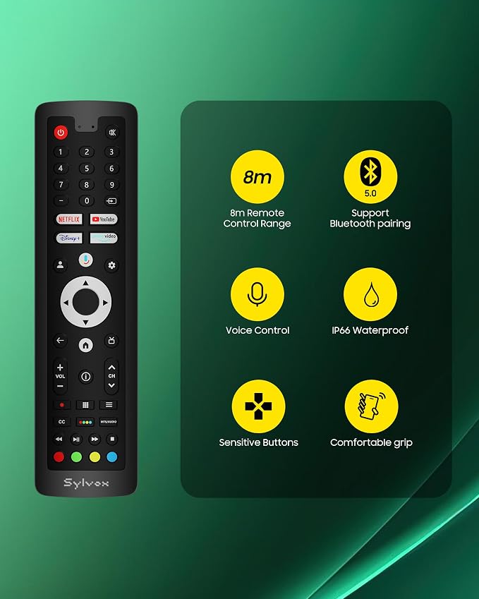Sylvox 3-in-1 Remote Control for Outdoor TVs - Compatible with Deck Pro 2.0, Pool Pro 2.0, QLED Series, IP66 Waterproof