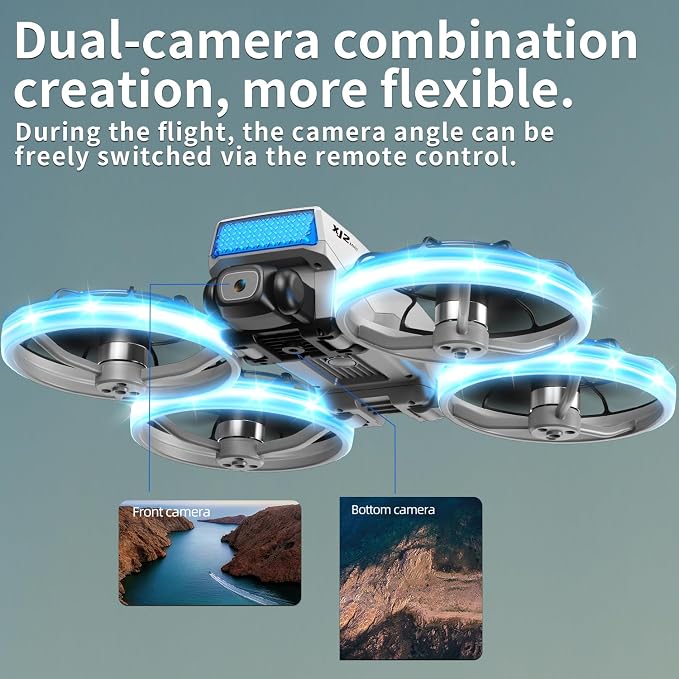 HD Camera Drone with Foldable Remote Controller Featuring Built-in Display and Detachable Lanyard, Portable Foldable Body Weighing Under 250g, Propeller Guards, RC Quadcopter with 360-Degree Flip, One-Key Takeoff/Landing, Ideal Gift for Beginners and A...