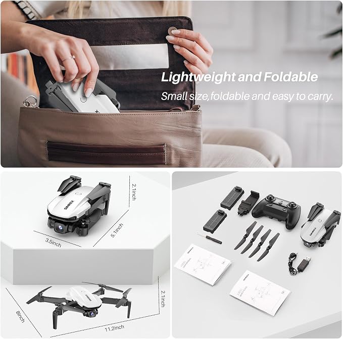 SIMREX Drone With Camera 1080P for Kids And Adults, RC Quadcopter with Altitude Hold, Mini Drone With One Key Start, Waypoint Fly, Headless Mode, 3D Flip, 3 Speeds, Remote Control Drone for Beginners