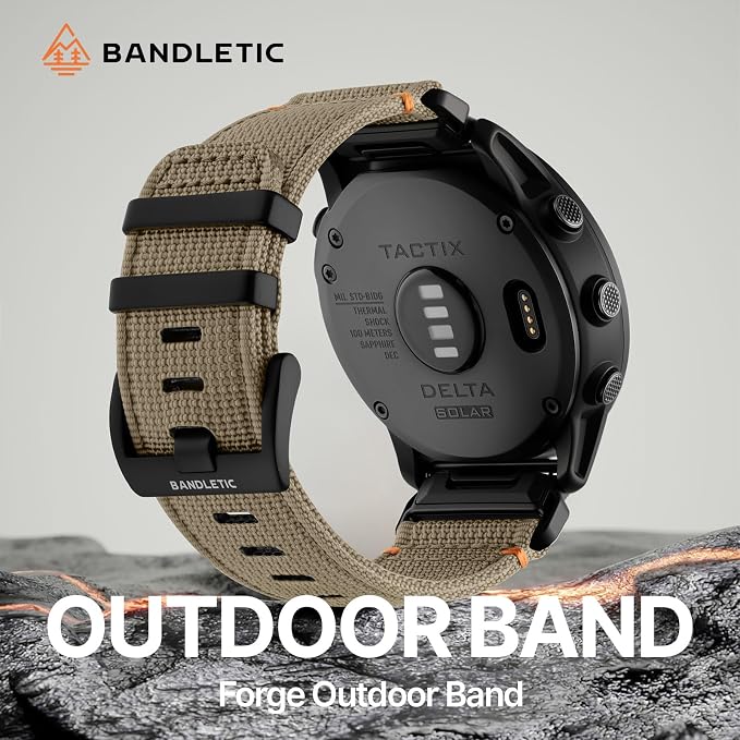 Bandletic Compatible with Garmin Fenix 7X 6X 5X Watch Band - 26mm Quick Fit Rugged Nylon Strap for Fenix 8 51mm/Instinct 2X Solar/Enduro 2 3/Quatix 3/Tactix 7/Charlie/Epix Pro 2/D2 Bravo Delta/Descent