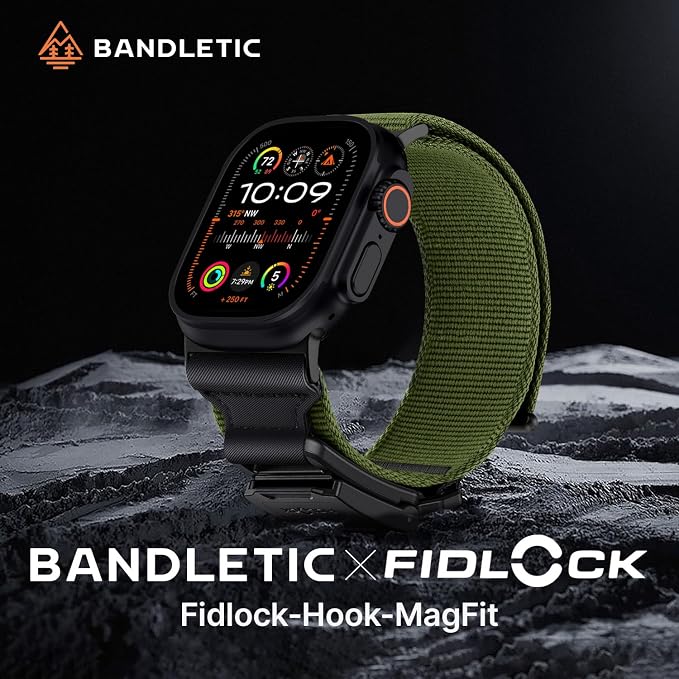Bandletic Compatible with Apple Watch Ultra 2 Bands for Men, Soft Elastic Braided Nylon Sport Loop with Magnetic Fidlock Hook Buckle for iWatch Ultra 49mm, Series 11/10 46mm, 9/8/7 45mm, SE/6/5/4 44mm