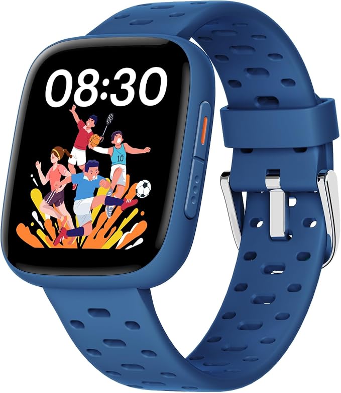 BIGGERFIVE Kids Watch No Phone Needed, 1.8" Amoled Smart Fitness Watch Pedometer, Heart Rate, Sleep Tracker, 30m Waterproof, Step Counter, Puzzle Games, 100+ Dials, Gifts for Boys Girls 5-16, Blue