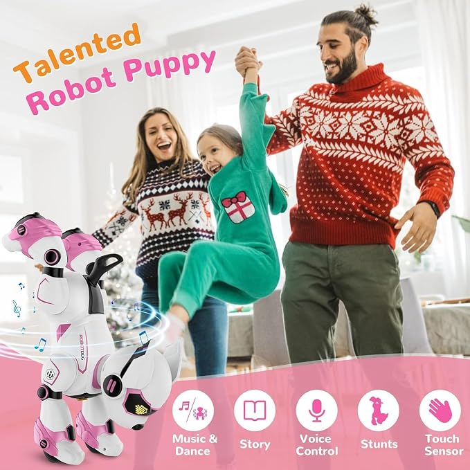 okk Robot Dog for Kids, Remote Control Dog and Touch Voice Interactive, Programmable Robot with lmitation Show, Sing Dance Electronic Pet, Smart Gesture Sensing Puppy Gift for Boys Girls