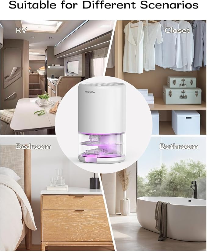 Dehumidifier, 35 oz Small Dehumidifiers for Home, Bathroom, Bedroom, Rooms, Ultra-Quiet with Sleep Mode, 7 Color Lights & Auto Shut Off, Compact & Portable for Closet, RV, Basement, Energy Saving