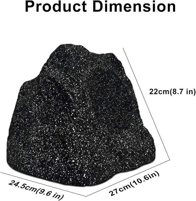 Herdio Outdoor Rock Bluetooth Speakers Wired IPX7 Waterproof 200 Watt Resin Material All Weather for Deck Pool Backyard Patio Garden BBQ (1 Pair Black)