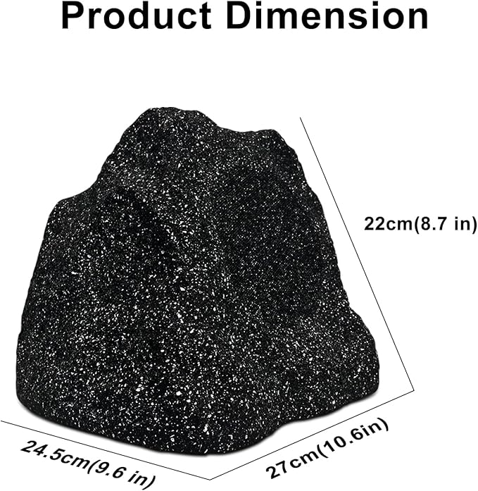 Herdio Outdoor Rock Bluetooth Speakers Wired IPX7 Waterproof 200 Watt Resin Material All Weather for Deck Pool Backyard Patio Garden BBQ (1 Pair Black)