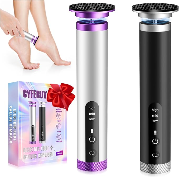 2PCS Electric Foot Callus Remover with Nano-Glass Head(Purple)+(Black)