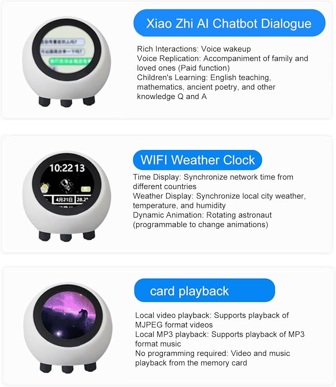AI Desk Robot Companion, DeepSeek AI Powered Robot Toy with Bluetooth 5.0, 1.28 Inch Screen, WiFi, Weather, Clock, Video, Music Playback, Toy for Adults Kids