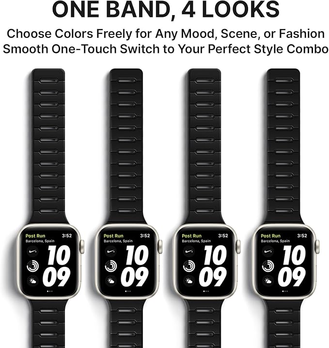 Bandletic Strong Magnetic Dual Sided Compatible with Apple Watch Ultra 3 2 1 Band 49mm for Men, Soft Strap for iWatch Series 11 10 (46mm), 9 8 7 (45mm),SE3 SE2 SE 6 5 4 (44mm), 3 2 1(42mm), Black