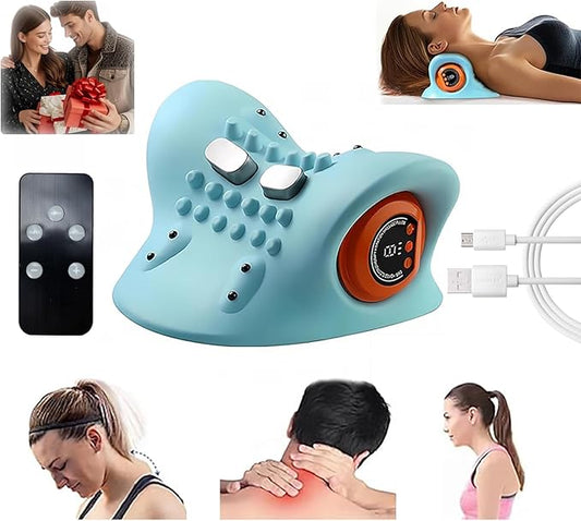 2026 New Neck Massager for Pain Relief and Muscle Relaxation, Portable Neck and Shoulder Relaxer, Electric Pillows with Heat, 26° Angle Cervical Traction Device at Home & Office