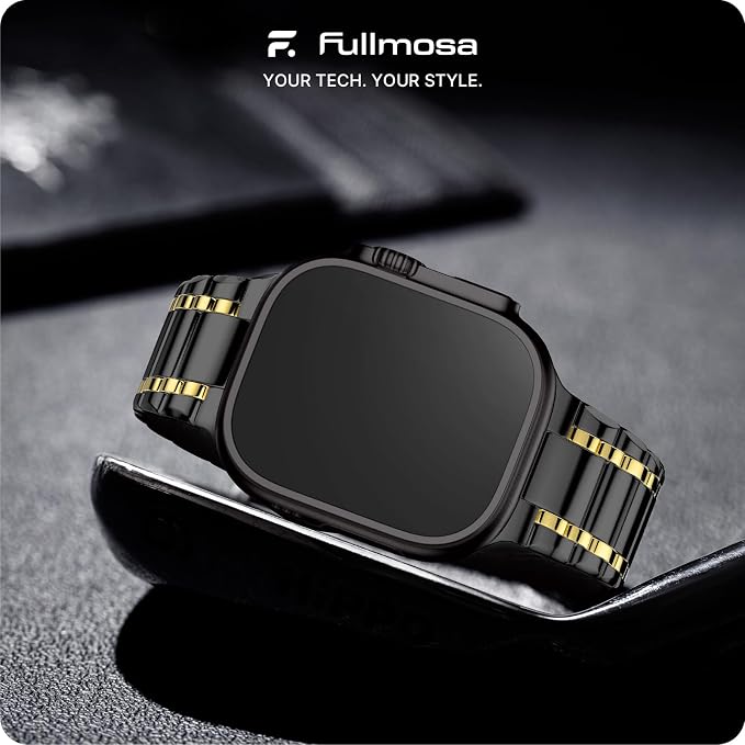 Fullmosa Bands Compatible with Apple Watch Band 49mm Ultra3 2 1, Stainless Steel iWatch Band with Case for Apple Watch, Black and Gold