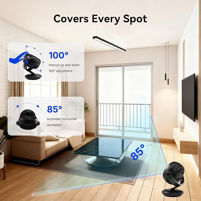 Fan for Bedroom with Remote,28dB Touch Control, Ultra Quiet Desk Fan, 9-Hour Timer, 70ft Powerful Airflow, 10-Inch High-Velocity Air Circulator Fan,8-Speed Oscillating Table Fan for Home, Dorm,Office