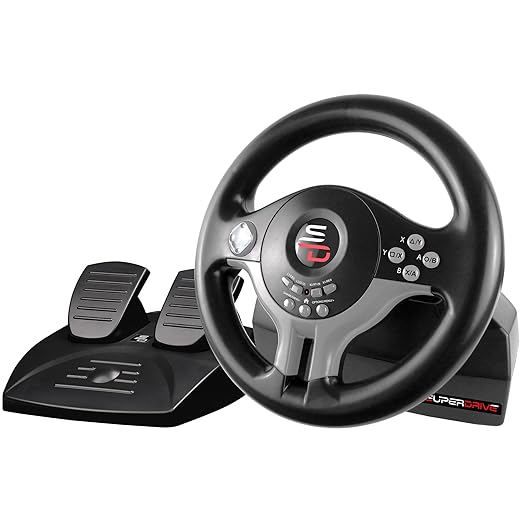 SUBSONIC - Superdrive SV250 Racing Wheel Switch 2/Switch PS4 PC Xbox Series | Steering Wheel with Pedals and Paddles - Vibration - 3 Sensitivity Modes - Diameter 22 cm, Rotation 180°