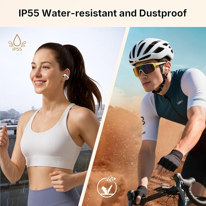 EarFun Clip Open Ear Earbuds, Wireless Clip On Headphones, Adaptive Comfort with Secure Fit, Bluetooth 6.0, LDAC, Hi-Res Audio, 2 Mics AI ENC Call, 40H Playtime, Earbuds for Sports, Running, White