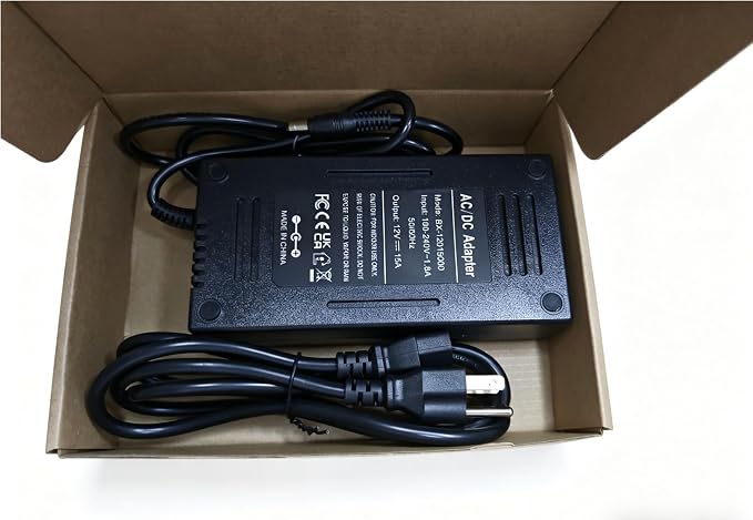 12V 15A AC to DC Adapter for 5050 3528 LED Strip Light Driver CCTV Cameras 3D Printer Security System LCD Monitor,12 Volts 15 Amps Power Transformer 5.5x2.5mm&5.5x2.1mm Pump Desktop AC to DC Converter