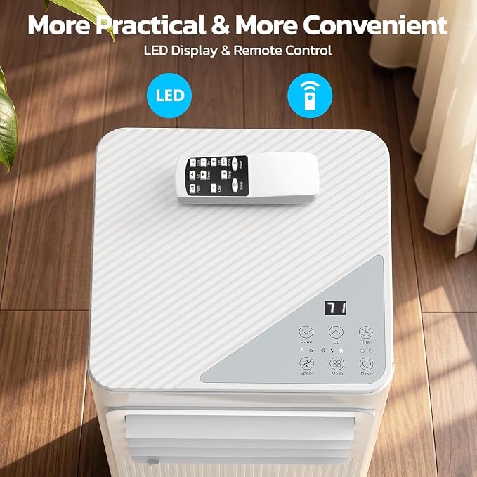 10000 BTU Portable Air Conditioners for Rooms up to 550 Sq Ft, 4 Modes Portable AC Unit with Remote Control & 24H Timer, Cool/Fan/Dry/Sleep, Installation Kits & Energy Saving for Bedroom, Apartments