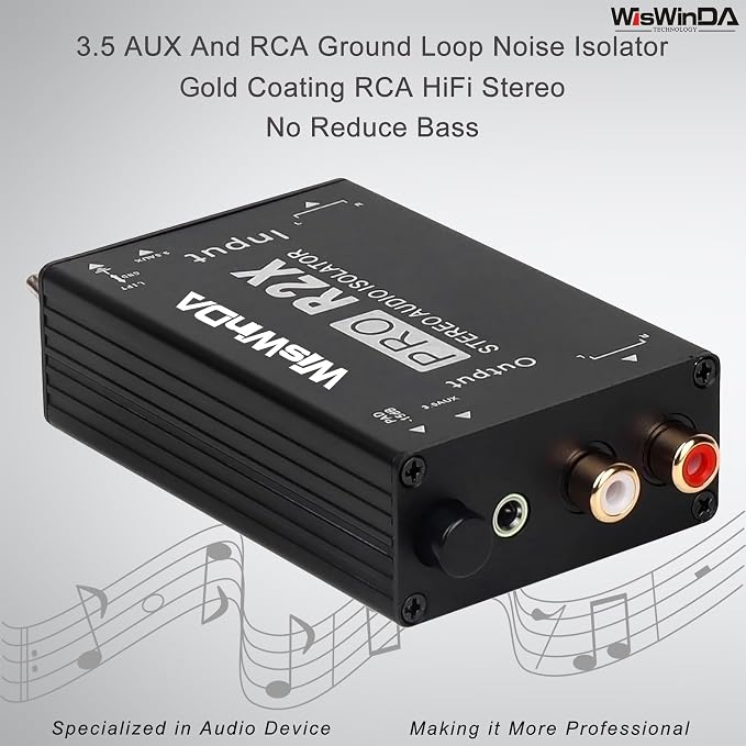 Noise Isolator RCA Audio Hum Eliminator (No Affects Bass) Noise Filter Aluminum Shell Ground Loop Noise Isolator for HiFi Stereo Home Theater Car Audio Player Plug&Play (RCA/3.5 Aux Isolator)