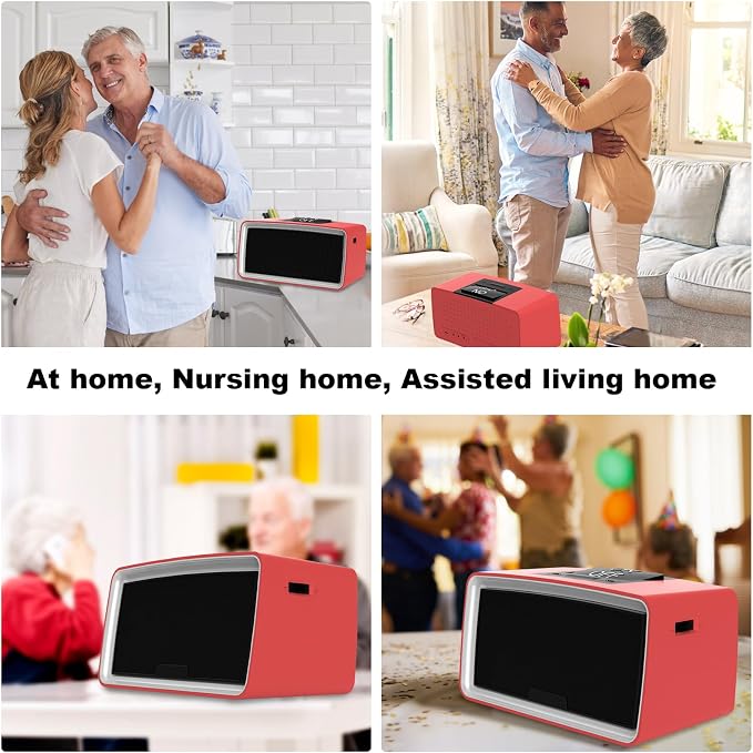 Simple Music Player for Elderly, Easy Audiobook Player with 32GB TF Card & Card Reader for Dementia, Alzheimers, Visually Impaired, Low Vision Patients, Wired - Red