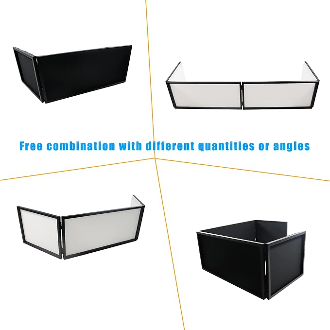 DJ Booth DJ Facade Portable DJ Event Booth Foldable Cover Screen Metal Frame Booth Front Board Video Light Projector Display Scrim Panel w/Travel Bag Black White Scrims