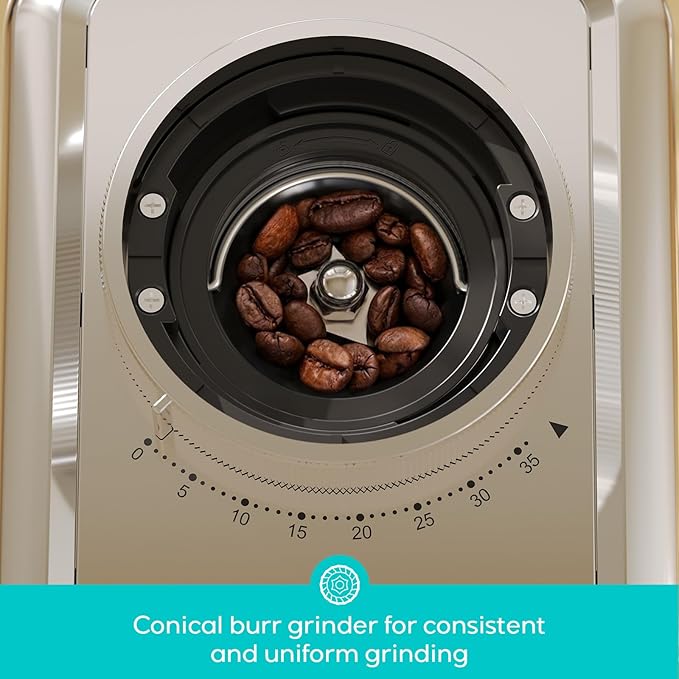 CASABREWS Tornado Basic Conical Burr Coffee Grinder for Home Use, Electric Coffee Bean Grinder with 35 Precise Grind Settings, Stainless Steel