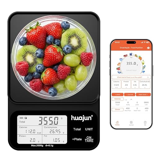 Smart Food Scale with Nutritional Calculator, Bluetooth APP Digital Nutrition with 30 Nutrients, Calorie & Macro Tracking, Personal Goals, Food Preload, Barcode Scan 11lb for Meal Prep, Weight Loss