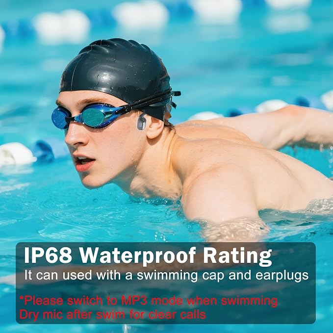 Soft Liquid Silicone Bone Conduction Swimming Headphones Underwater,IPX8 Waterproof Earbuds,Open Ear Swim Headphone with Skin-Friendly Silicone/Built-in 32G MP3-Player Earphones for Swim-Chrome Silver