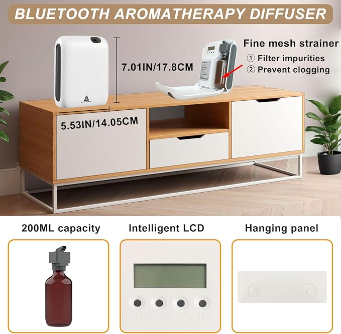 Smart Scent Air Machine for Home, 1500 Sq.Ft Coverage Hotel Collection Diffuser with Cold-air Diffusion Tech，Bluetooth Waterless Diffusers with APP Control for for Home Office Spa Large Room