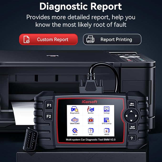 iCarsoft OBD2 Scanner Diagnostic Tool for BMW/VW/Audi, BMM V2.0 (Enhanced Ver) All System 9 Maintenance Resets Battery Registration/Battery Test Code Reader Auto VIN -16PIN OBDII Adapter