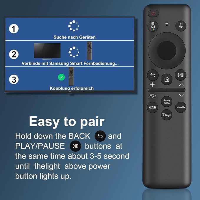 BN59-01432A Replacement Remote Control for Samsung Smart TV, Solar & USB-C Rechargeable, Universal for 2019-2026 Samsung Smart TVs with Voice Function