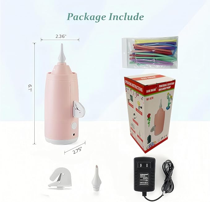 Electric Magic Balloon Pump, Electric Air Inflator Party Air Blower Pump with 1 Nozzle 1 Balloon Cutter and 10 Pcs Long Balloons,Great for Twisty Curly Balloon, Foil Balloons
