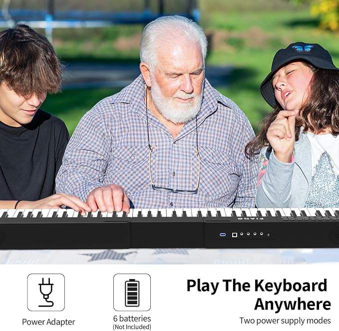 Digital Piano 88 Key Full Size Semi Weighted Electronic Keyboard Piano Set with Stand,Built-In Speakers,Electric Piano Keyboard with Sustain Pedal,Bluetooth,MIDI/USB/MP3 for Beginners Adults/81x