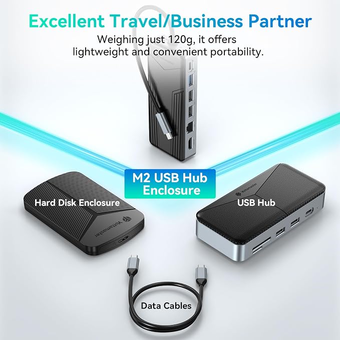Yottamaster USB C Hub with 4TB M.2 NVMe SSD Enclosure, 8 Ports USB C HUB Adapter 10Gbps USB 3.2 Gen2, 4K@60Hz HDMI, 100W PD, Ethernet for Windows, Mac [Diskless] - YM28PR