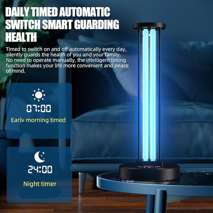 Ultraviolet Germicidal Lamp,110w UV+Ozone Light Sanitizer for Whole Room, 99.99% Sanitization Rate,Three-Step Timing Remote Control, Blue Ligh for Odor Room Home Office School