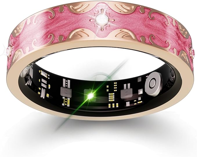 Smart Ring for Women Gift, Fitness & Vital Signs Monitoring, Sleep Tracker/Remote Photography/No Subscription(Pink,8#)