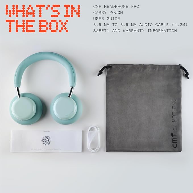 CMF BY Nothing Headphone Pro Active Noise Canceling Wireless Headphones Bluetooth 5.4 Over The Ear Headset, 50H ANC Playtime, Bass&Treble Slider, Custom EQ&Spatial Audio, Hi-Res LDAC, Light Green