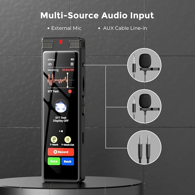 8GB AI Voice Recorder, TIMMKOO Digital Voice Recorder with Playback, Offline Transcribe and Online Summarize/Mindmap/Translation Base on AI Technology, Voice Activated Audio Recorder (Black