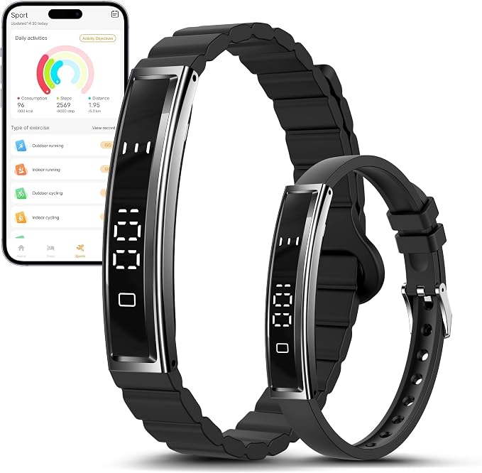 Smart Bracelet for Women Men, Health Activity Fitness Trackers, 24/7 Heart Rate & Sleep Tracker, HRV & Stress Monitor, Smart Wristband with 2 Bands for Calorie/Step Counter, Free APP for iOS & Android
