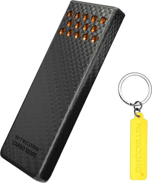 Nitecore Carbo 10000 Gen2 Professional Outdoor 10000mAh Power Bank Carbon Fiber Fast Charging Battery Pack Dual USB-C Ports IPX8 Tag (Orange)