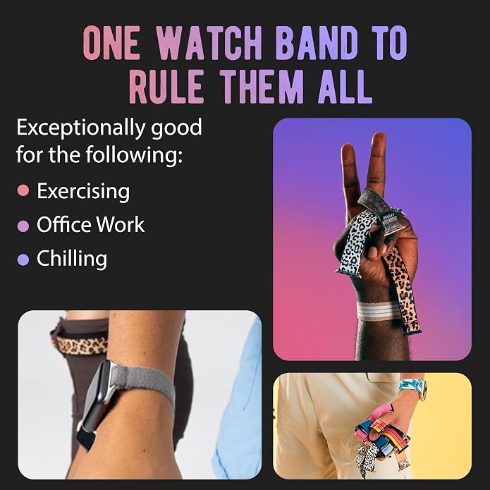 Braxley Bands for Apple Watches - Stretchy and Washable - Adjustable with Apple Watch Bands for Women & Men - Compatible with Apple Watch Series SE Ultra 9 8 7 6 5 4 3 2 1